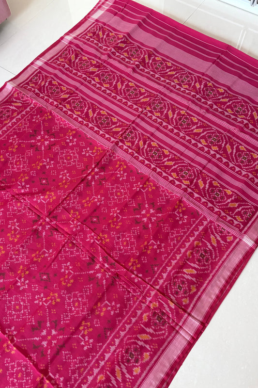 Single Ikkat Patola Saree - Red toned Pink