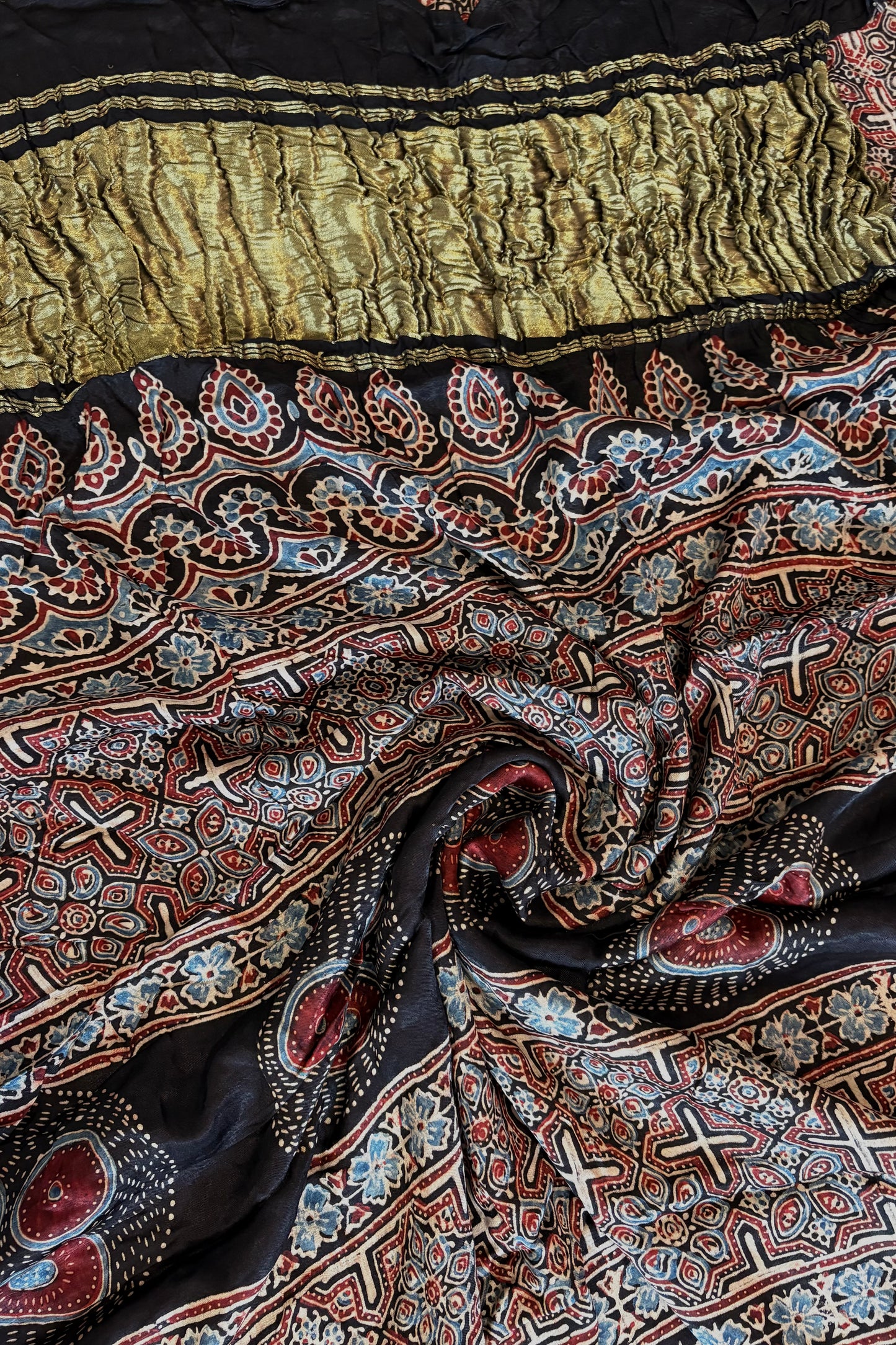 Ajrakh on Modal- Black (Multi Color)