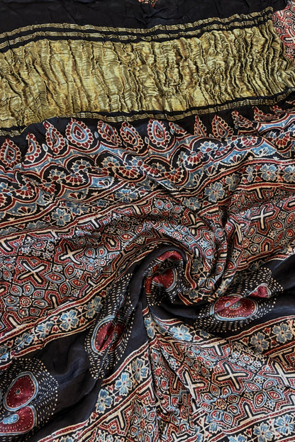 Ajrakh on Modal- Black (Multi Color)