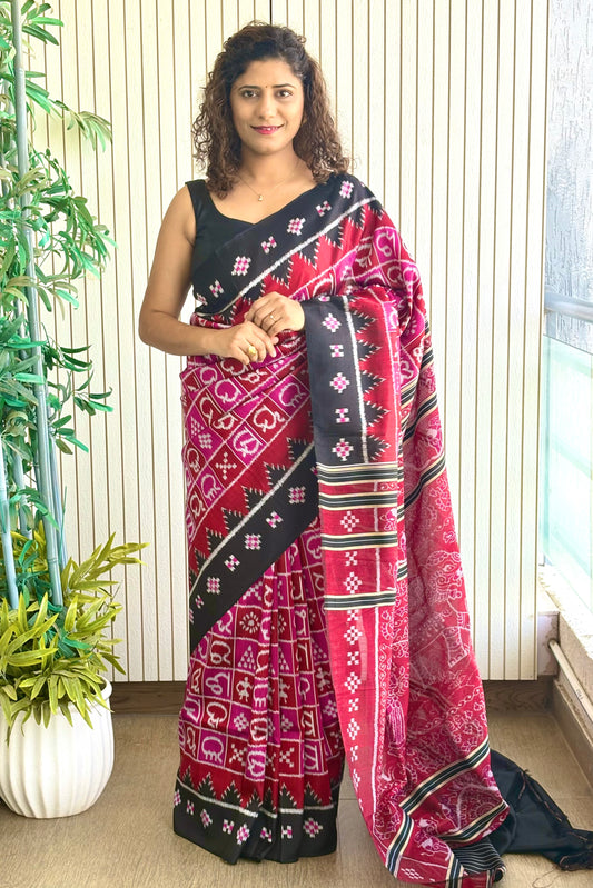 Exclusive Ikkat Pure Silk Saree-  Odia Varnamala With Airabat Palla