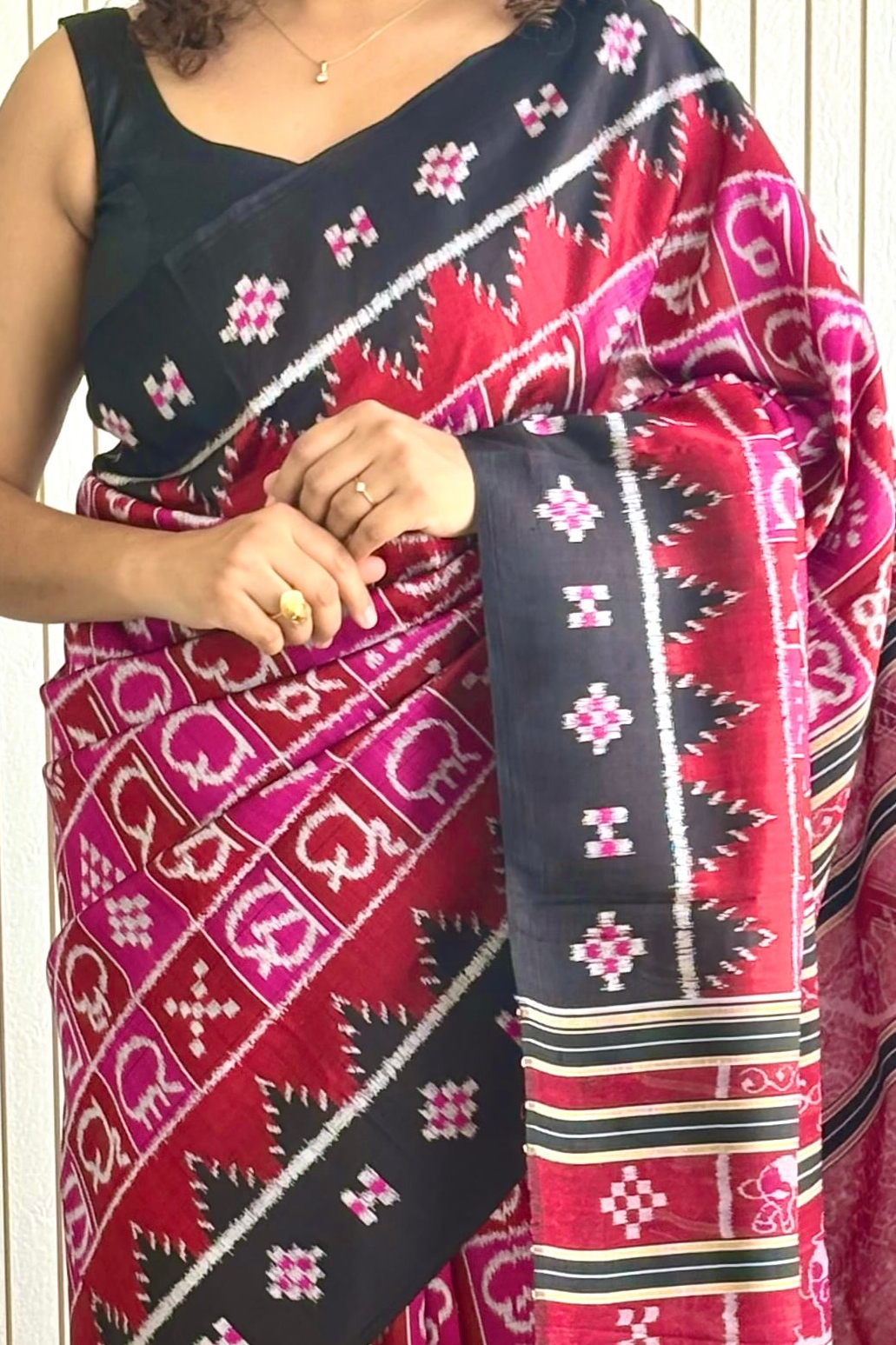 Exclusive Ikkat Pure Silk Saree-  Odia Varnamala With Airabat Palla