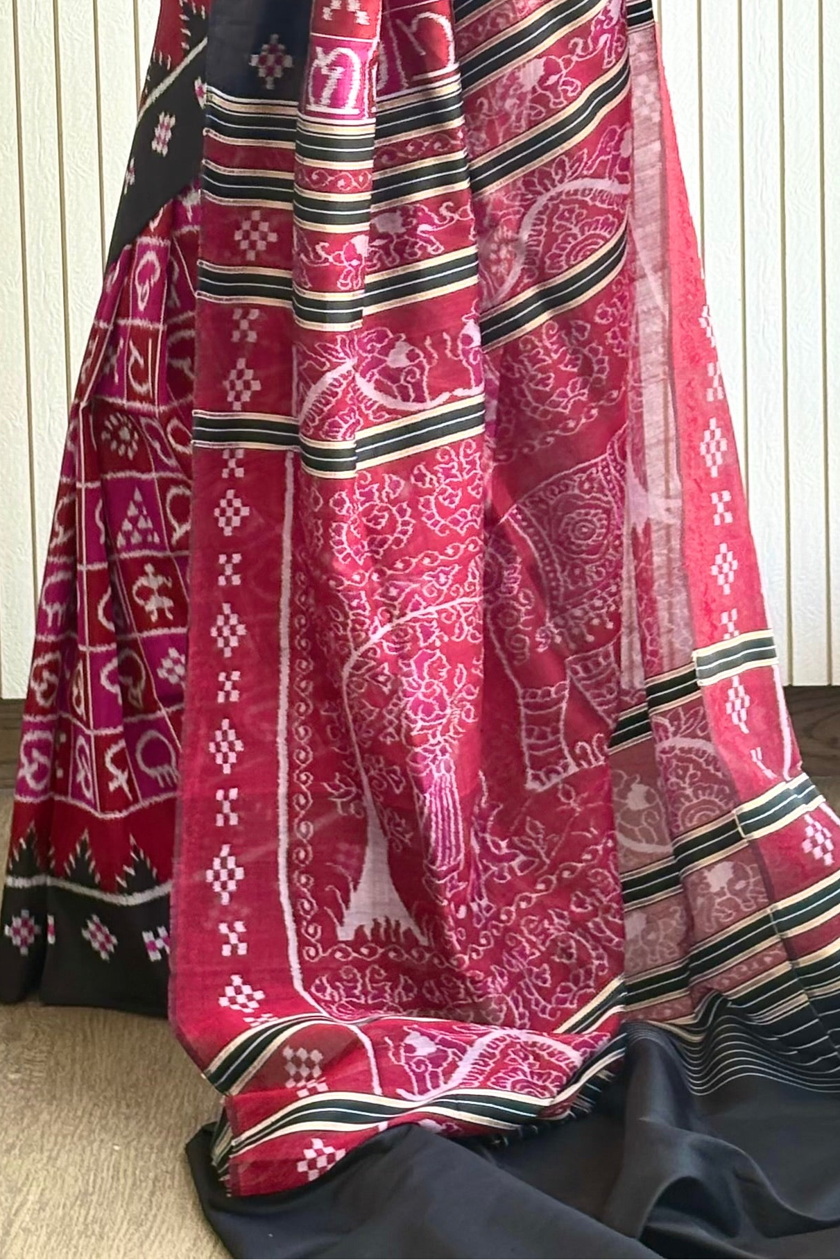 Exclusive Ikkat Pure Silk Saree-  Odia Varnamala With Airabat Palla