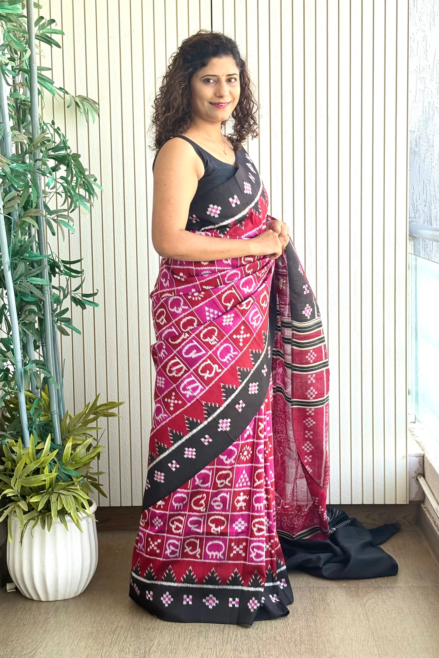 Exclusive Ikkat Pure Silk Saree-  Odia Varnamala With Airabat Palla