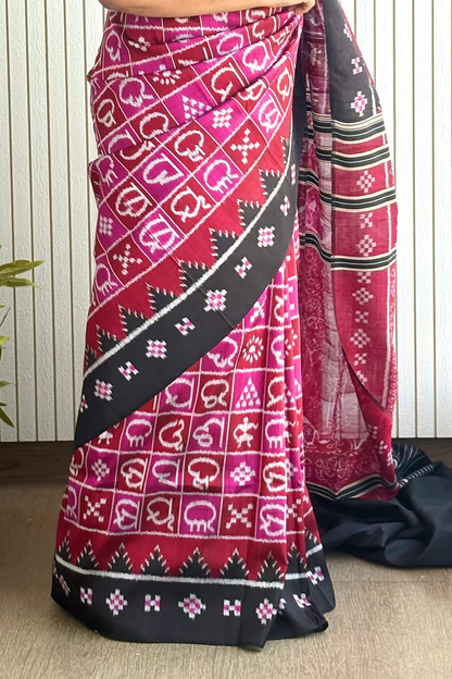 Exclusive Ikkat Pure Silk Saree-  Odia Varnamala With Airabat Palla