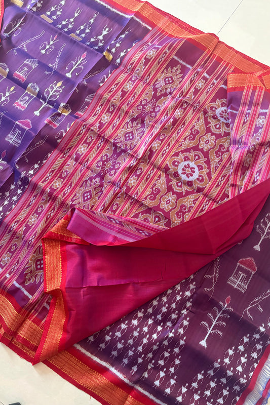 Exclusive Odisha Ikkat Pure Silk Saree- Shot Coffee