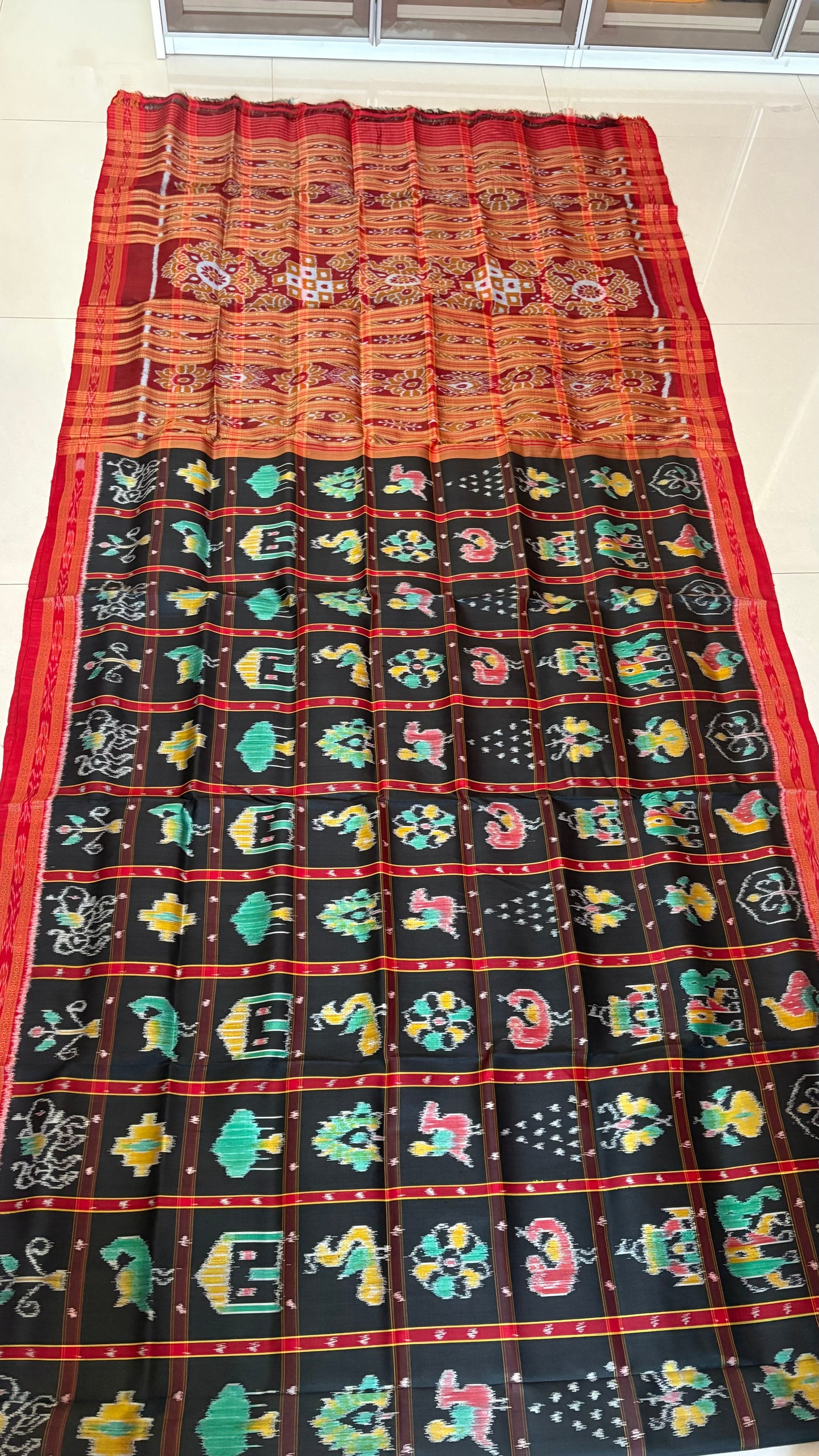 Nabakothi Khandua Pure Silk Saree: Black