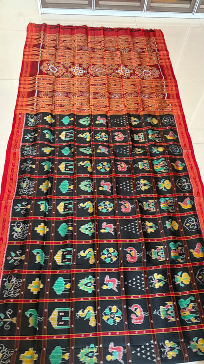 Nabakothi Khandua Pure Silk Saree: Black