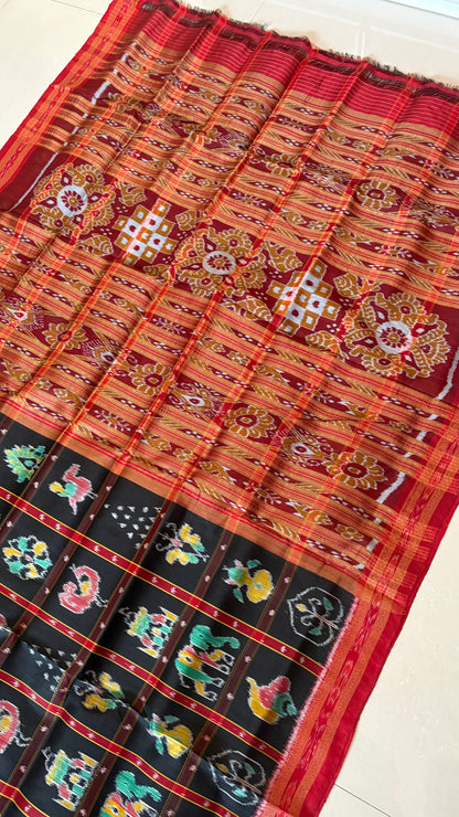 Nabakothi Khandua Pure Silk Saree: Black
