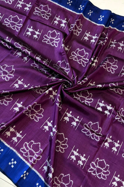 Exclusive Khandua Ikkat Silk Saree - Aubergine