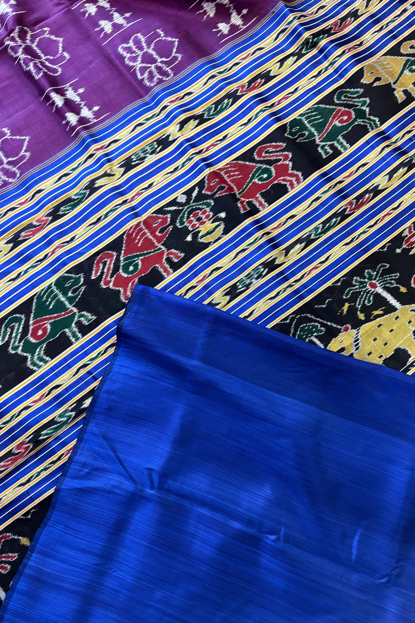 Exclusive Khandua Ikkat Silk Saree - Aubergine