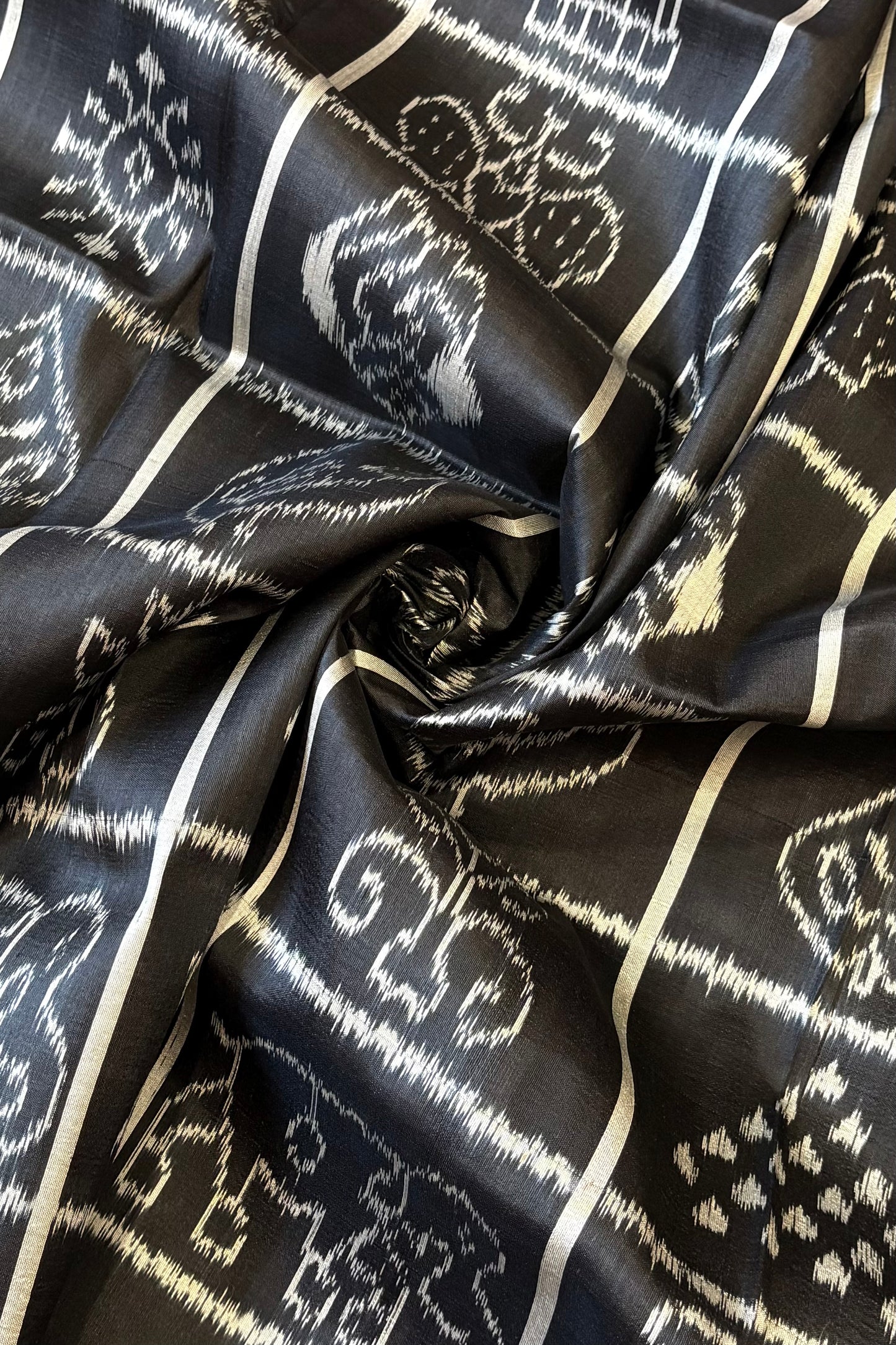 Exclusive Odisha Ikkat Nabakothi Pure Silk Saree- Black