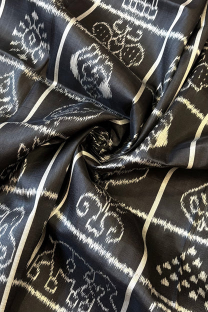 Exclusive Odisha Ikkat Nabakothi Pure Silk Saree- Black