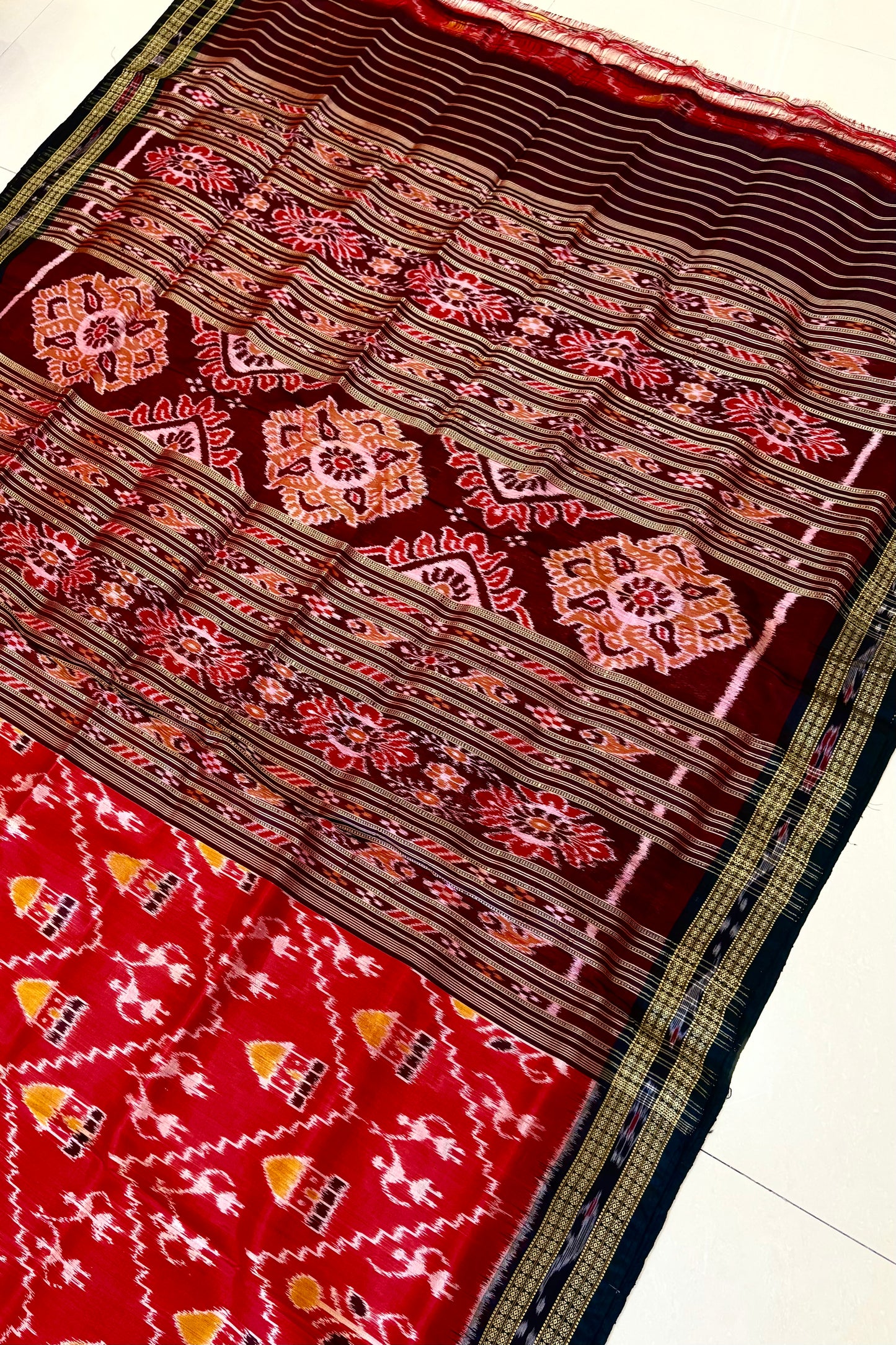 Odisha Ikkat Khandua Pure Silk Saree- Red