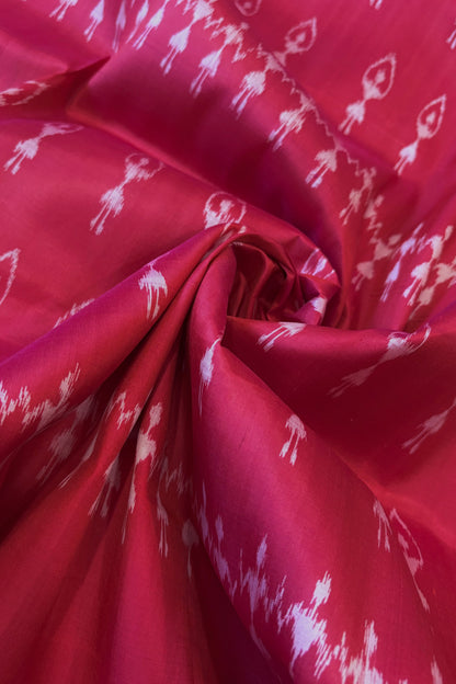 Odisha Ikkat Khandua Pure Silk Saree- Dual Tone Carrot Red
