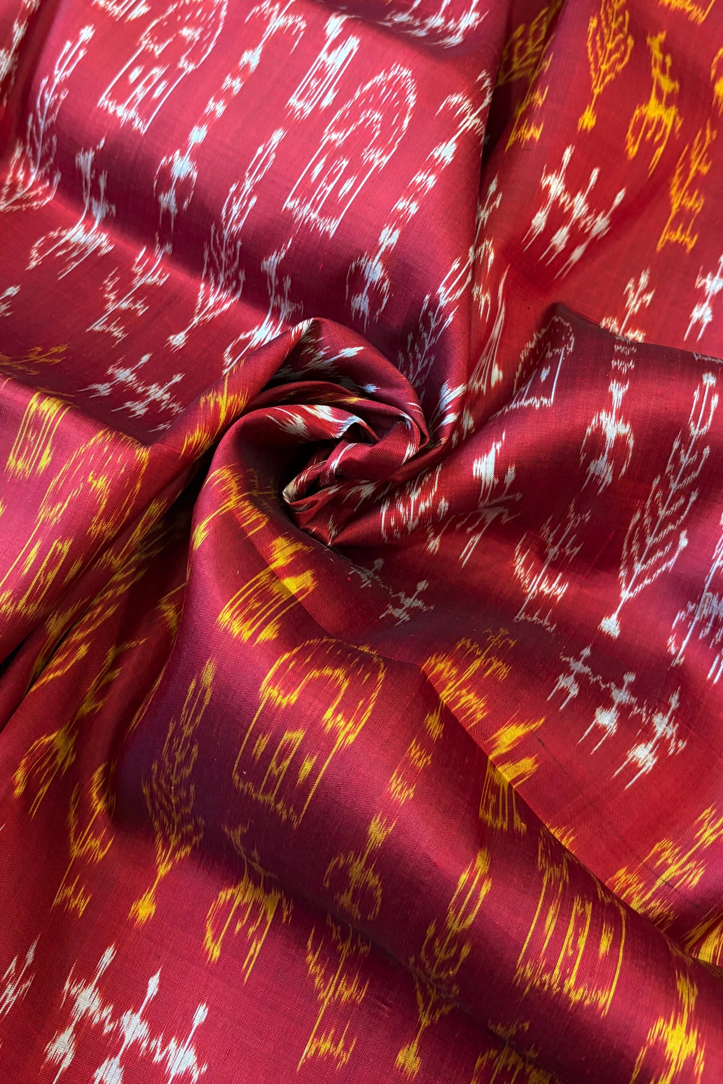 Odisha Ikkat Khandua Pure Silk Saree- Deep Red