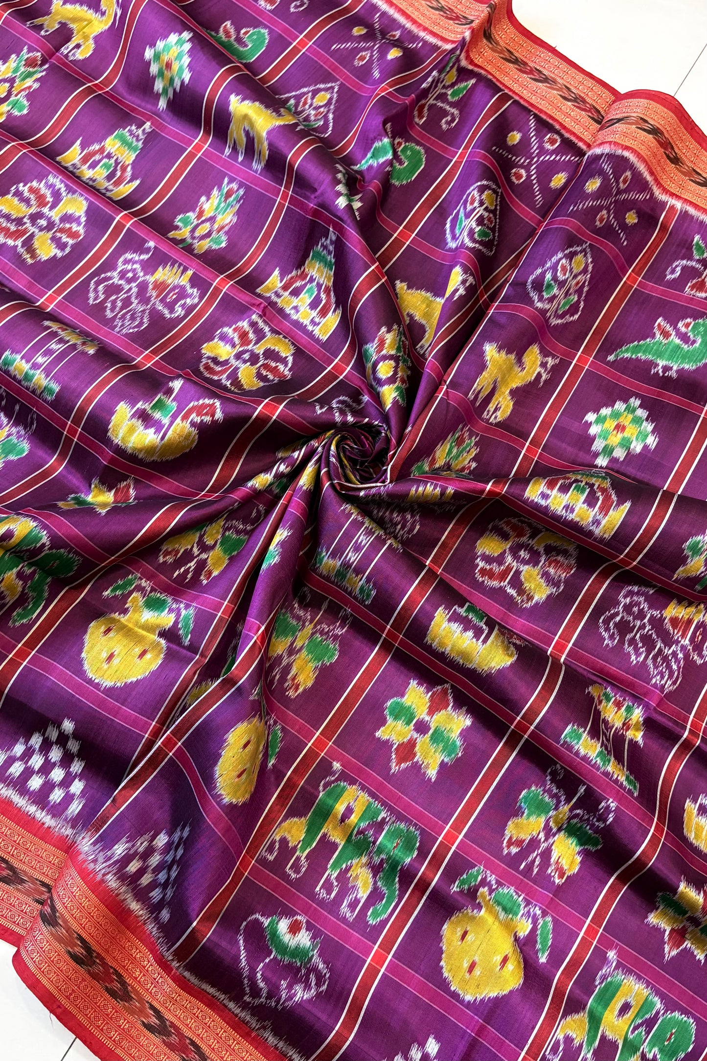 Nabakothi Khandua Pure Silk Saree: Purple
