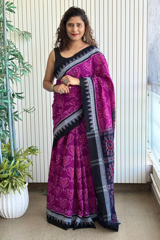 Odisha Ikkat Khandua Cotton Saree- Purple
