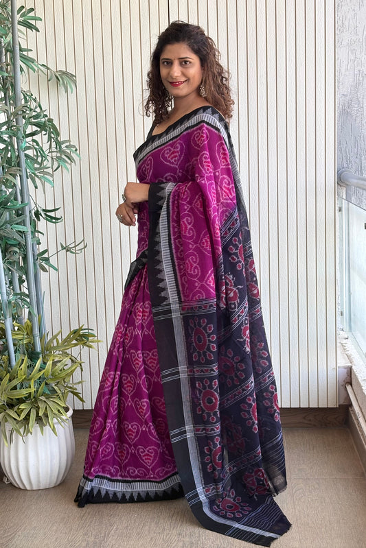 Odisha Ikkat Khandua Cotton Saree- Purple
