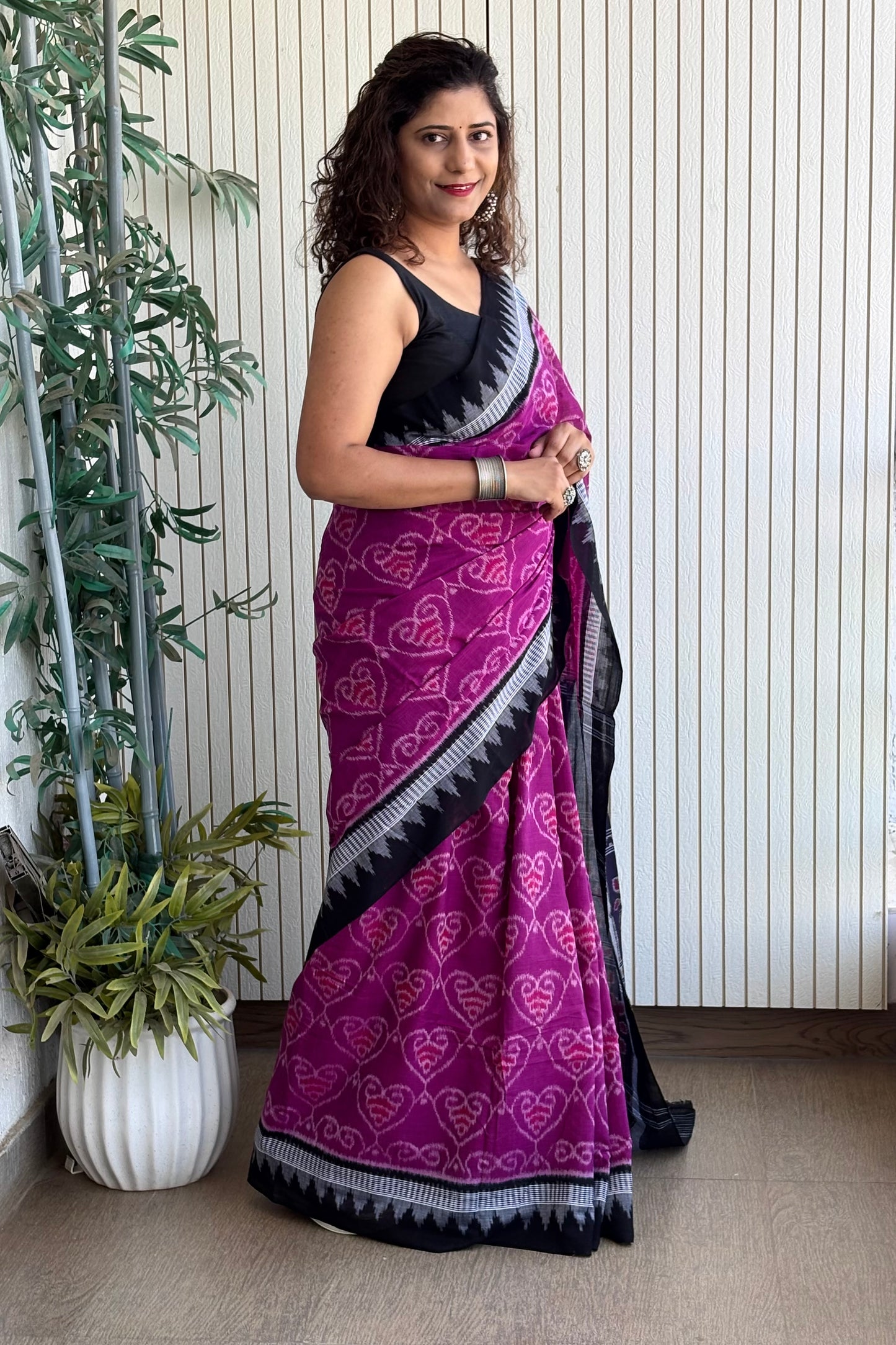 Odisha Ikkat Khandua Cotton Saree- Purple
