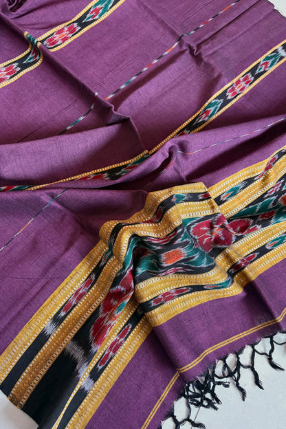 Odisha Ikkat Pure Cotton Stole-Burgundy