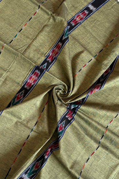 Odisha Ikkat Pure Cotton Stole-Olive Green