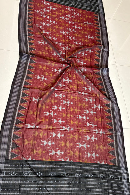 Exclusive Odisha Ikkat Pure Cotton Dupatta- Maroon