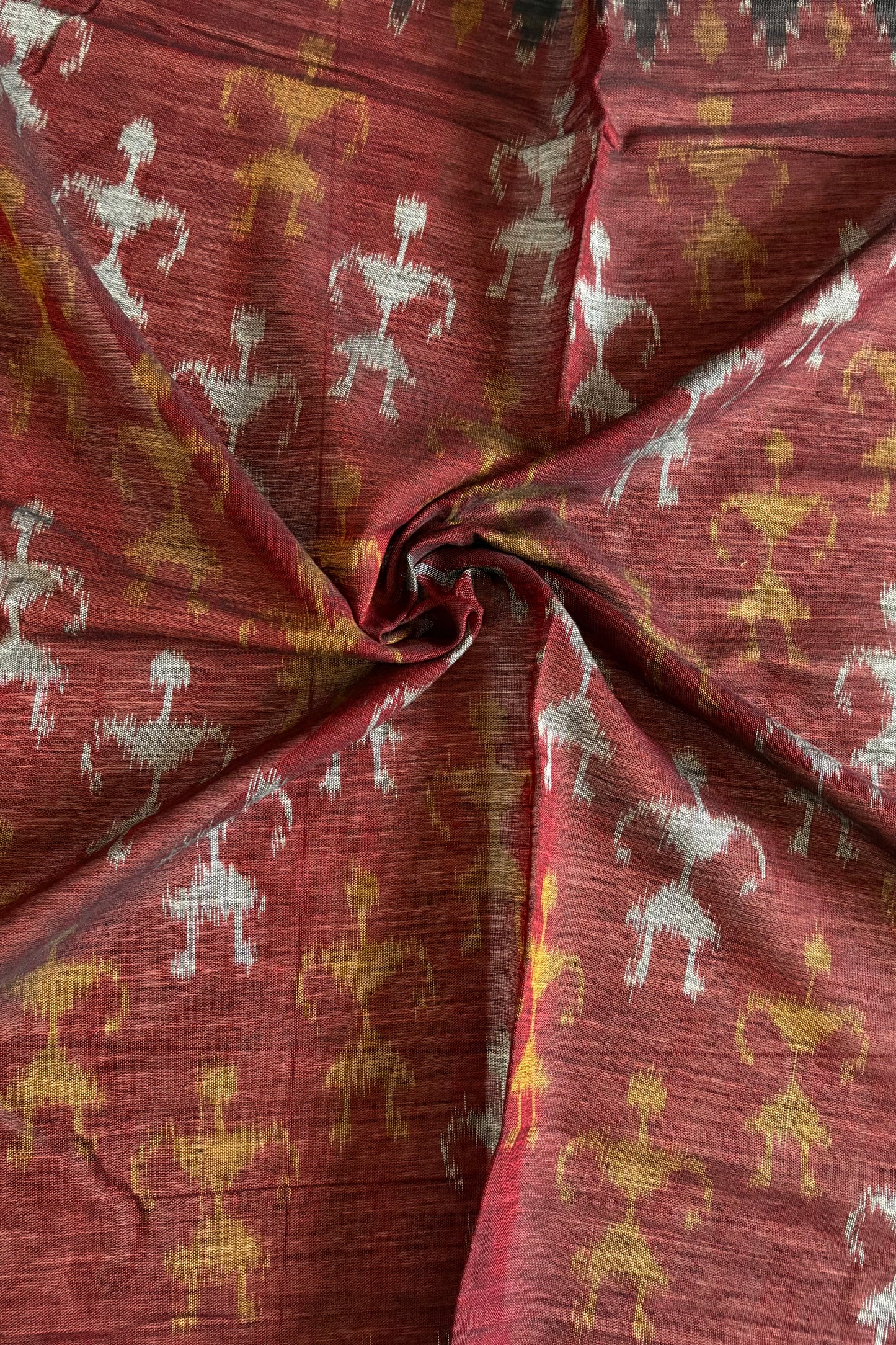 Exclusive Odisha Ikkat Pure Cotton Dupatta- Maroon