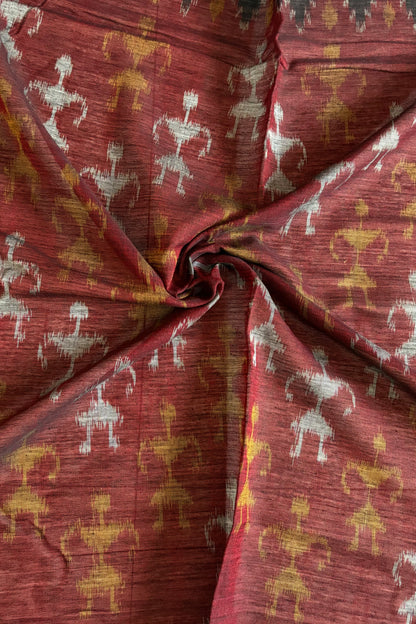 Exclusive Odisha Ikkat Pure Cotton Dupatta- Maroon