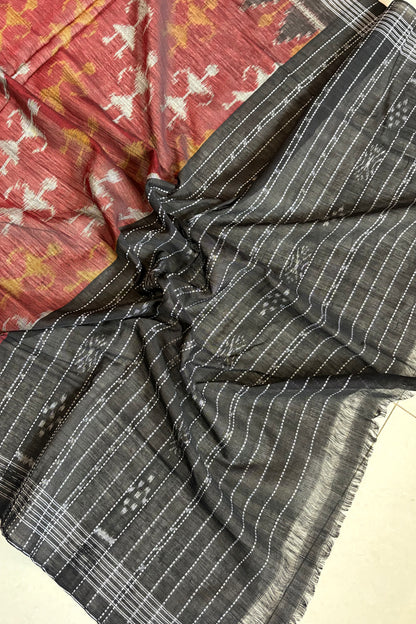 Exclusive Odisha Ikkat Pure Cotton Dupatta- Maroon