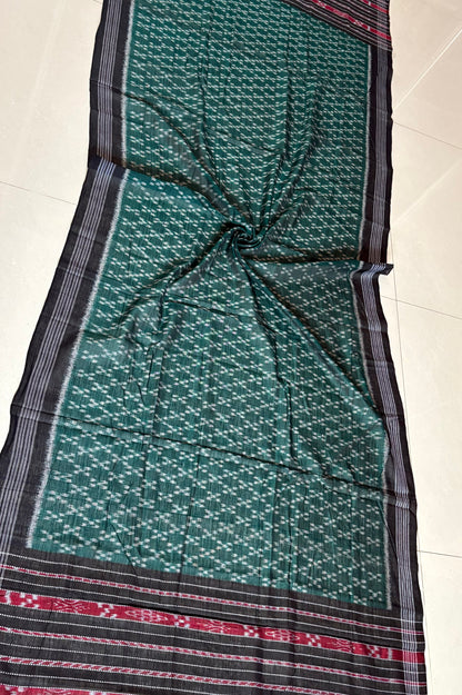 Exclusive Odisha Ikkat Pure Cotton Dupatta-Rama Green