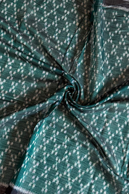 Exclusive Odisha Ikkat Pure Cotton Dupatta-Rama Green
