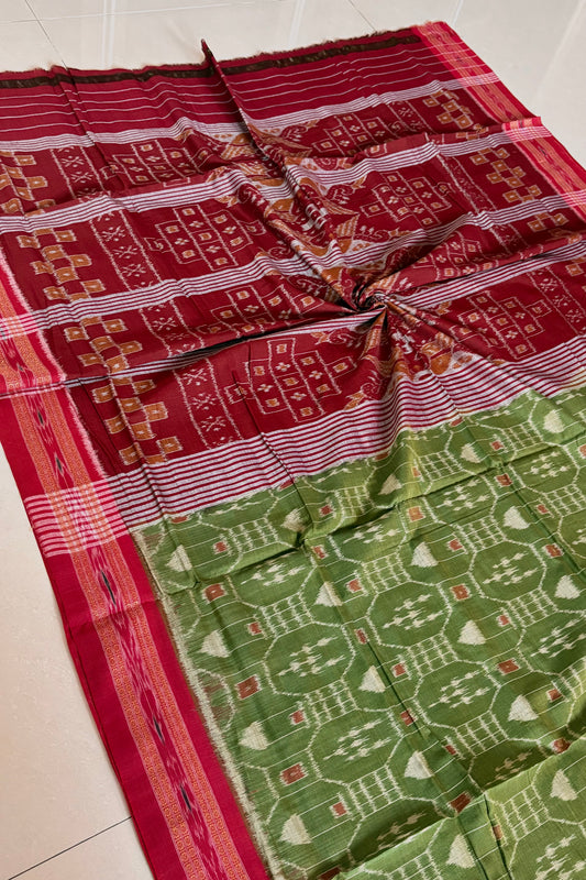 Exclusive Odisha Ikkat Khandua Cotton Saree - Green