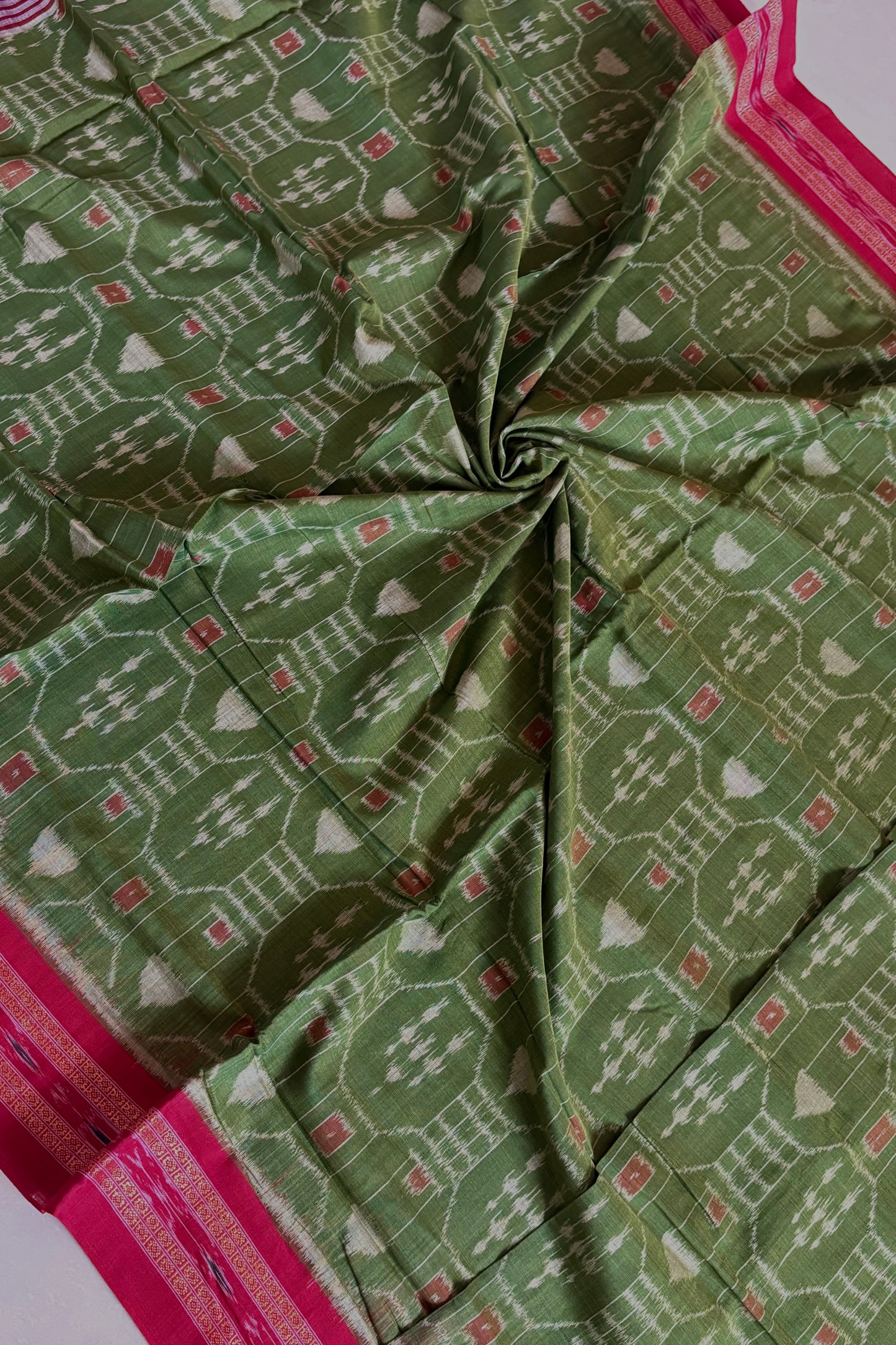 Exclusive Odisha Ikkat Khandua Cotton Saree - Green