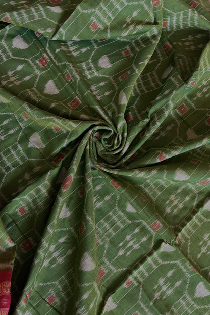 Exclusive Odisha Ikkat Khandua Cotton Saree - Green