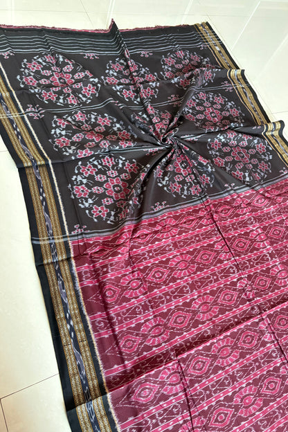 Exclusive Odisha Ikkat Khandua Cotton Saree - Coffee