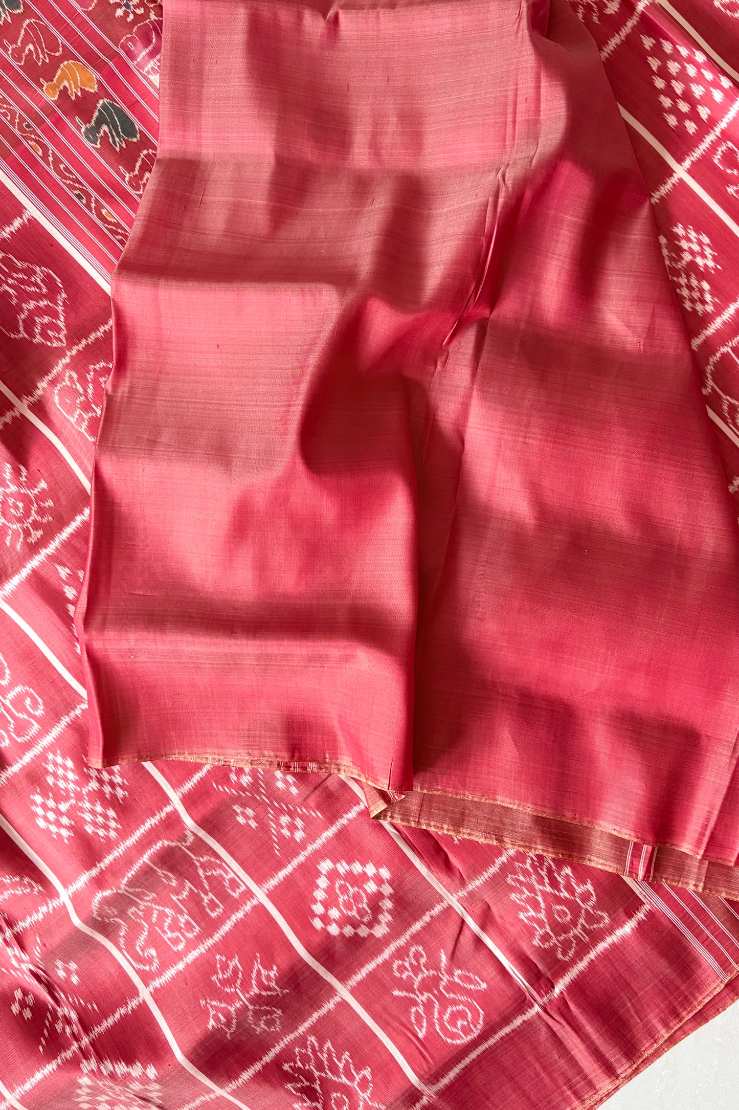 Exclusive Odisha Ikkat Nabakothi Pure Silk Saree- Carrot Red
