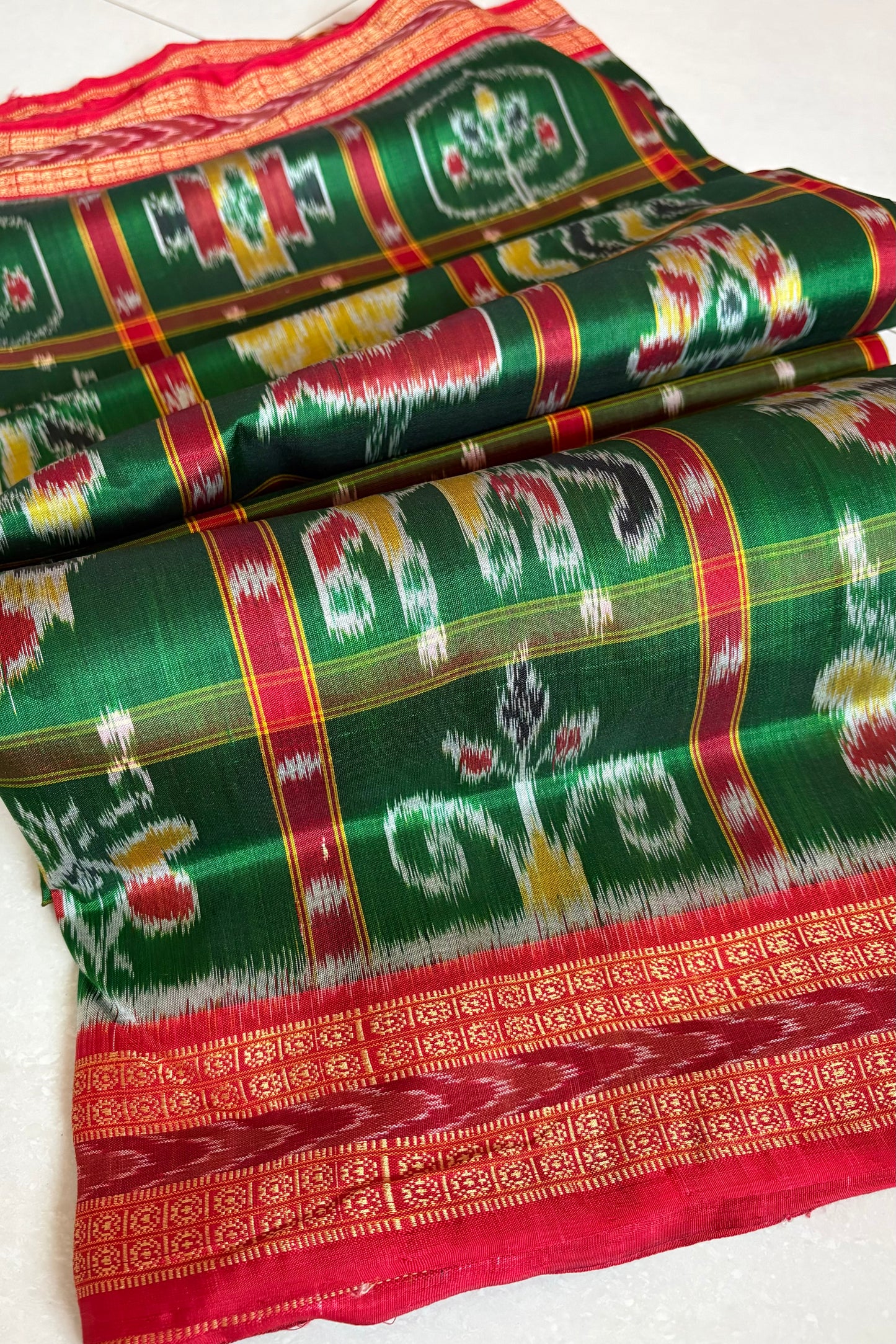 Nabakothi Khandua Silk Saree: Green