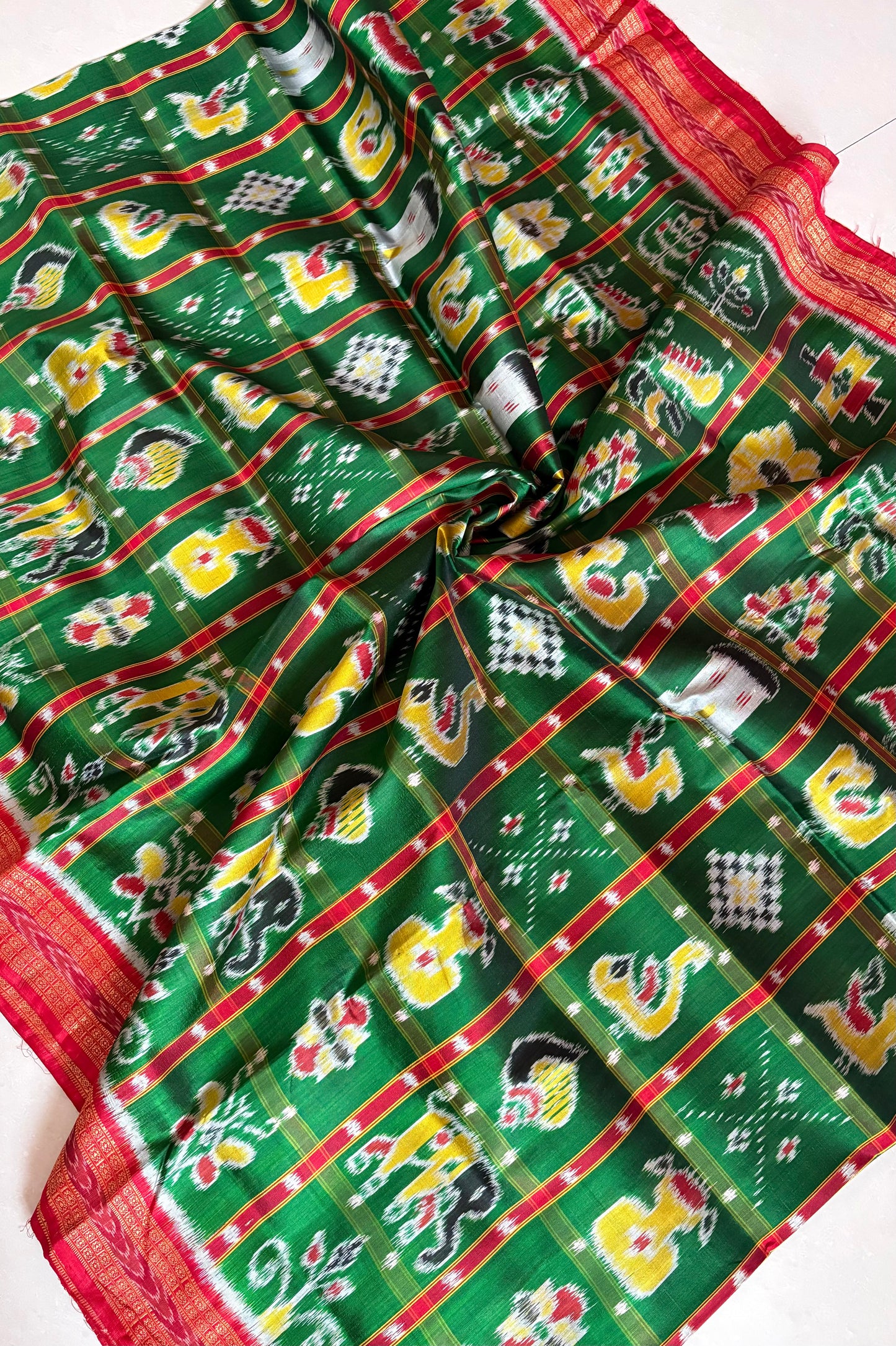 Nabakothi Khandua Silk Saree: Green
