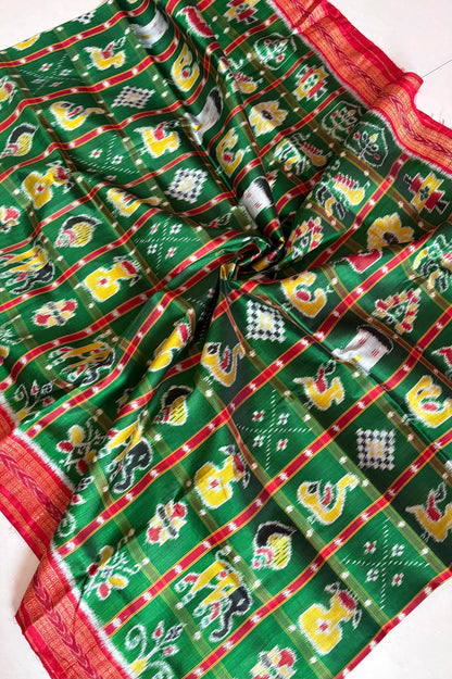 Nabakothi Khandua Silk Saree: Green