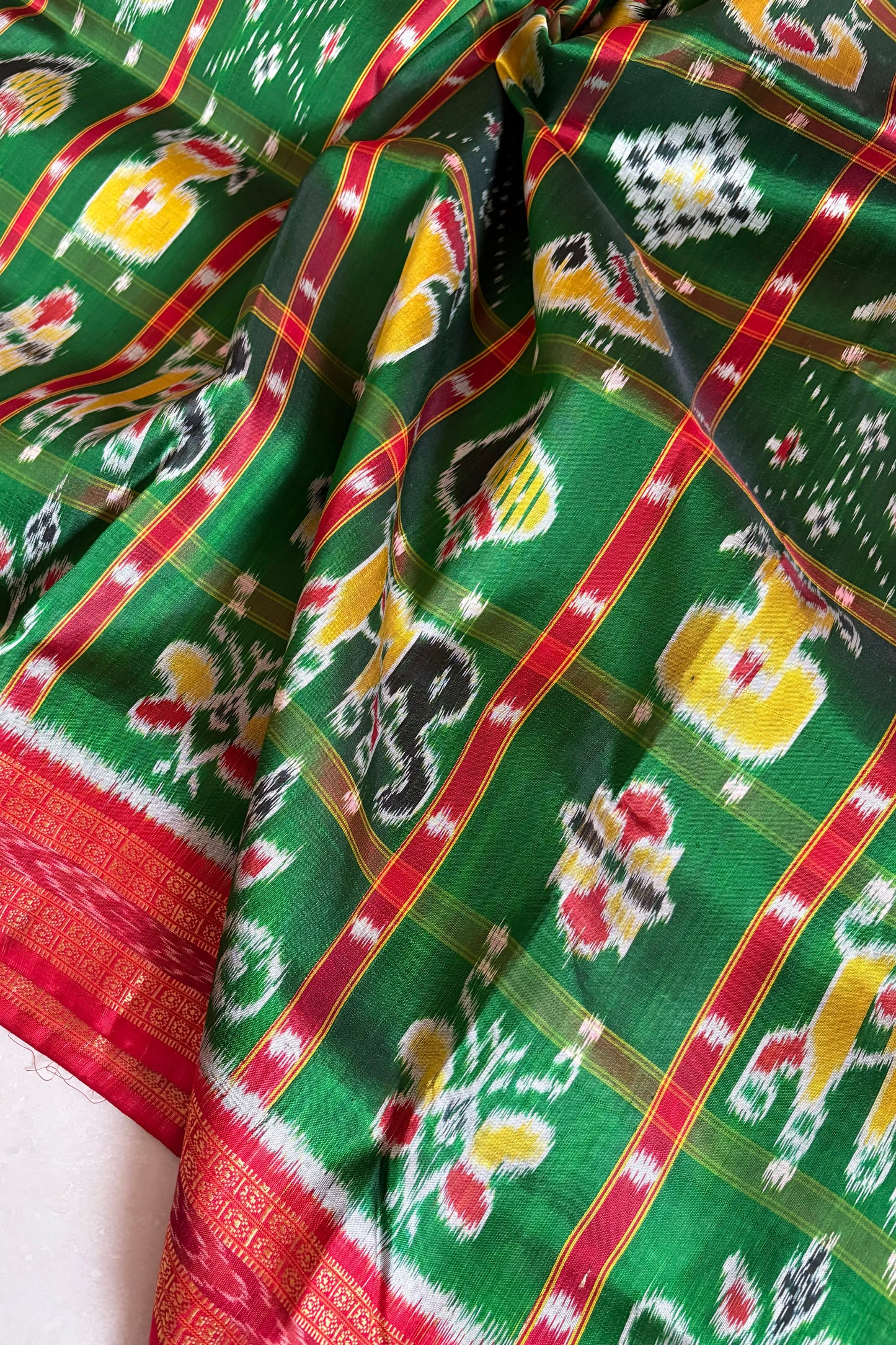Nabakothi Khandua Silk Saree: Green