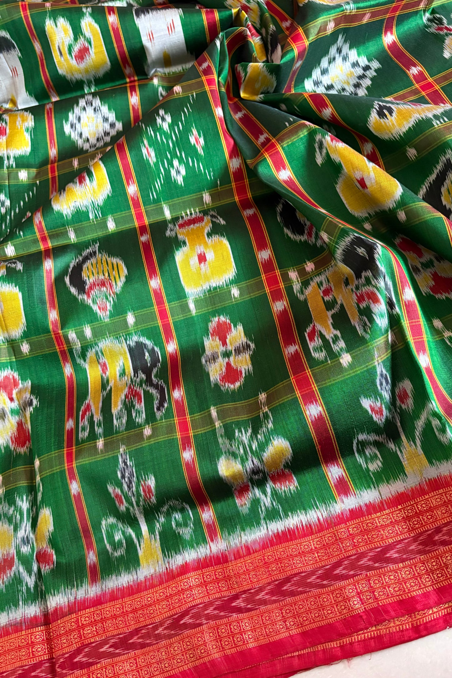 Nabakothi Khandua Silk Saree: Green
