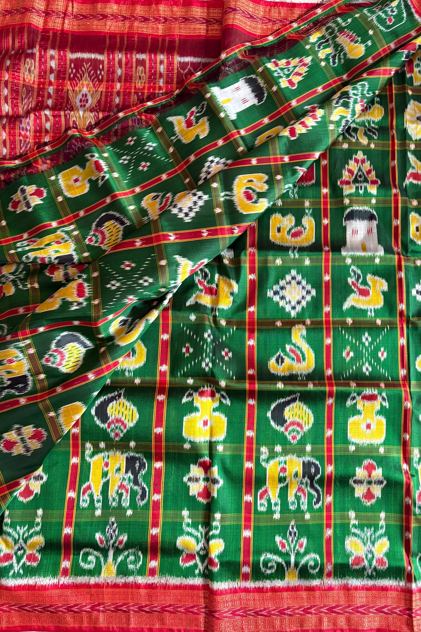 Nabakothi Khandua Silk Saree: Green