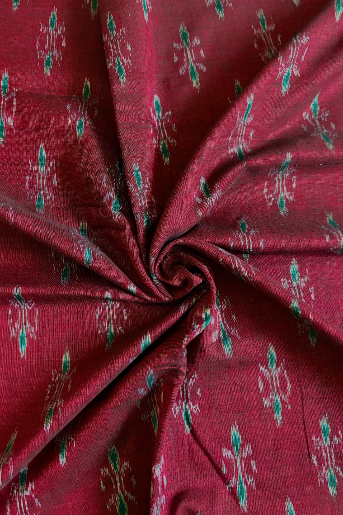 Odisha Ikkat Khandua Cotton Saree -Maroon-Green