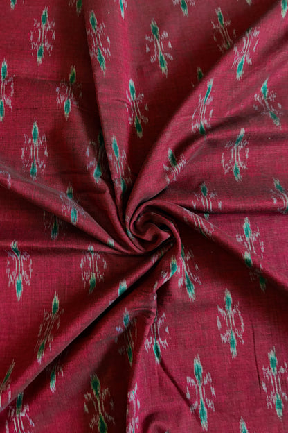 Odisha Ikkat Khandua Cotton Saree -Maroon-Green