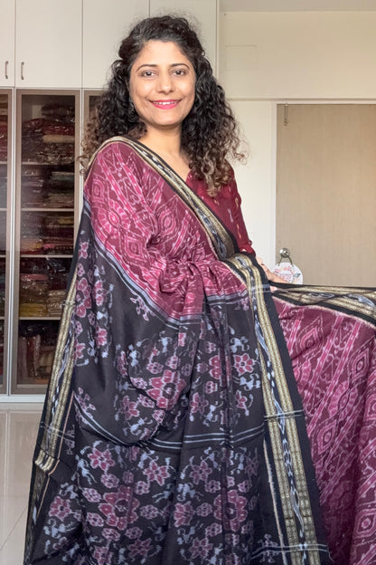 Exclusive Odisha Ikkat Khandua Cotton Saree - Coffee