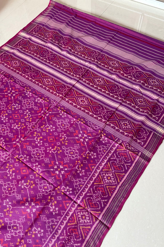 Single Ikkat Patola Saree - Dual Tone Purple