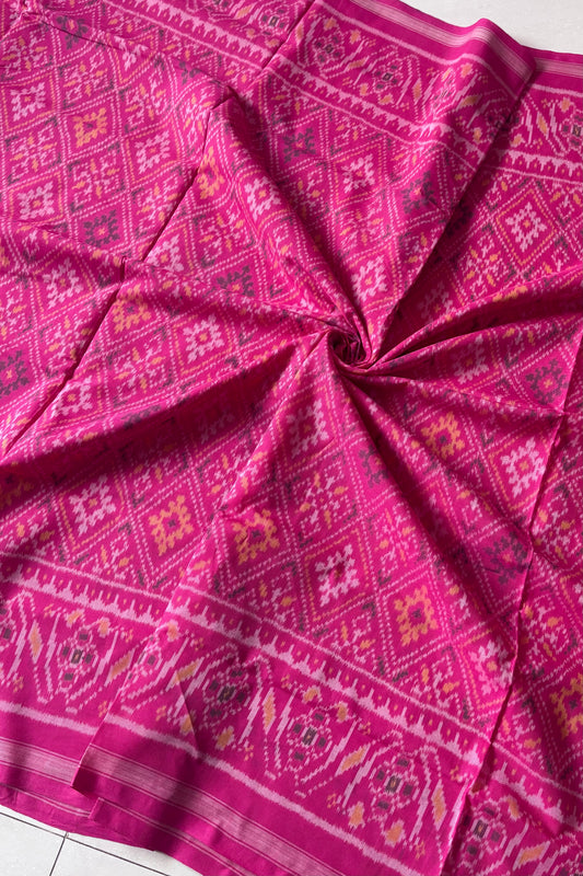 Single Ikkat Cotton Patola Saree - Medium Pink