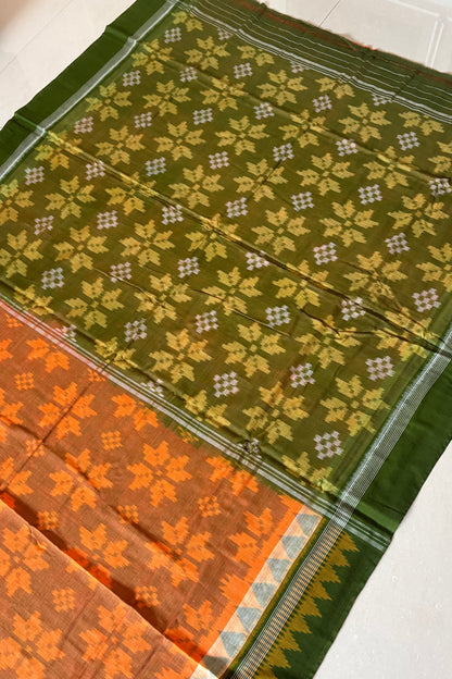 Odisha Ikkat Cotton Saree- Orange
