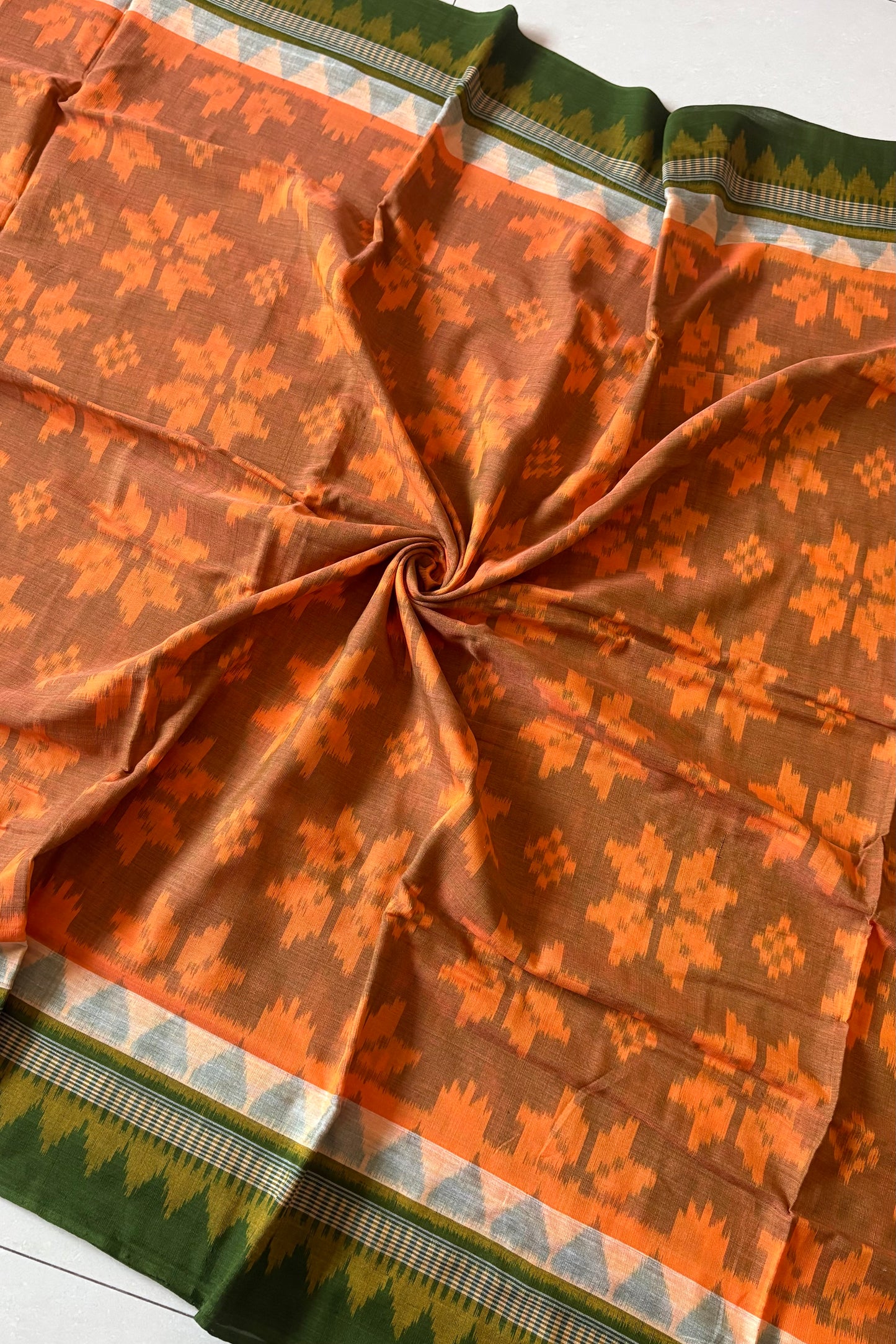 Odisha Ikkat Cotton Saree- Orange