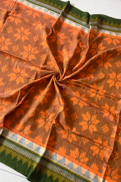 Odisha Ikkat Cotton Saree- Orange